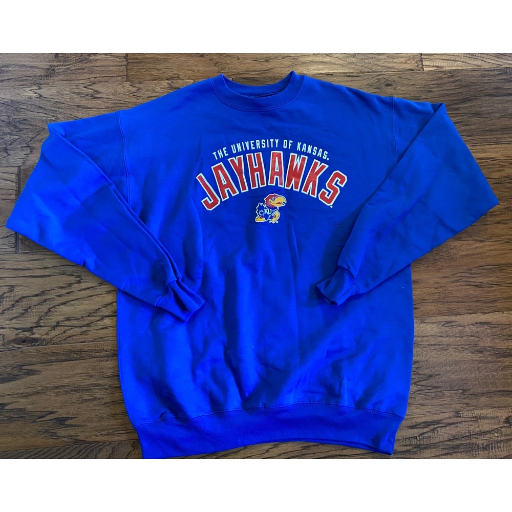 Hanes University of Kansas Jayhawks Sweatshirt Blue Crewneck Mens Medium KU